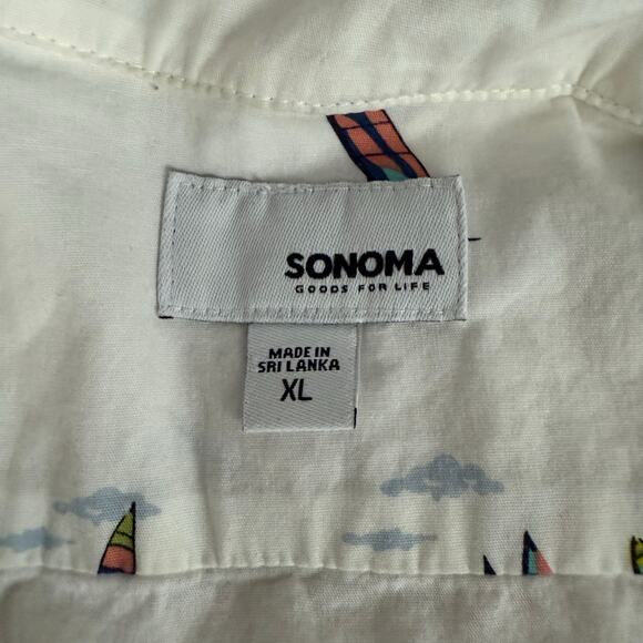Sonoma Mens Short Sleeve Button Up Surf Design Shirt Size X Large - Picture 8 of 9